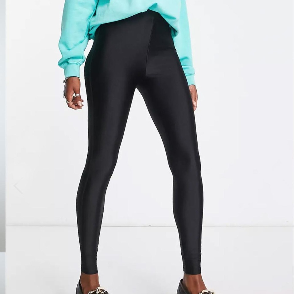 Bershka black shiny leggings